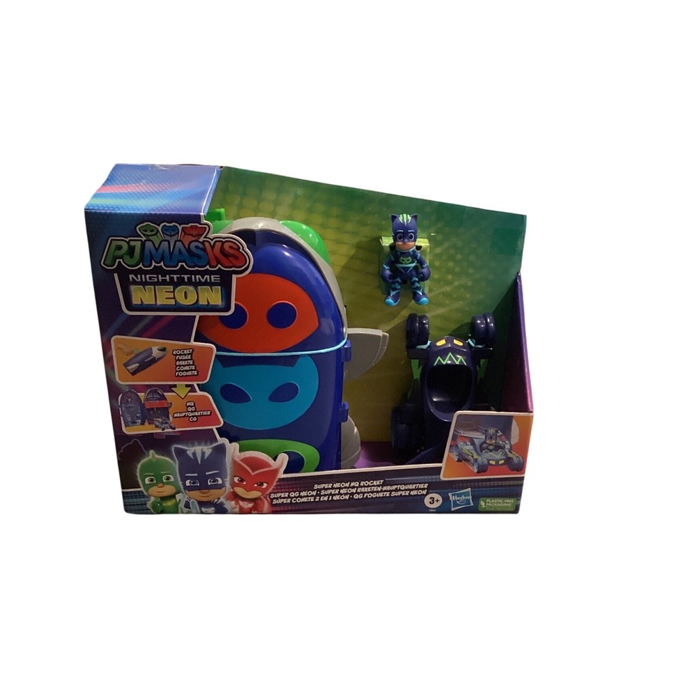 PJ‎ Masks Nighttime Neon Super Moon HQ Rocket Playset Catboy and Cat-Car F5203